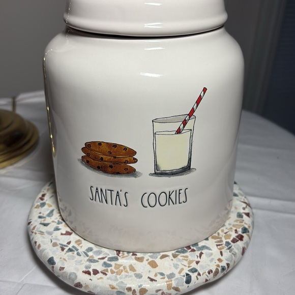 Rae Dunn Santa’s Cookies chubby cookie jar - Picture 2 of 5